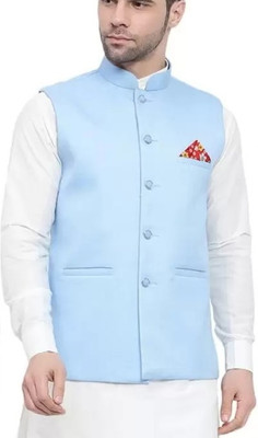 Qtsy Solid Men Waistcoat