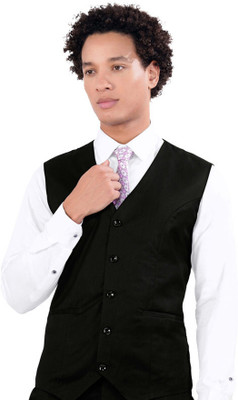 french crown Solid Men Waistcoat