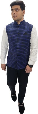 ALJAAMI Checkered Men Waistcoat