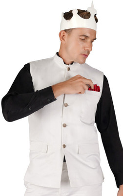 french crown Solid Men Waistcoat
