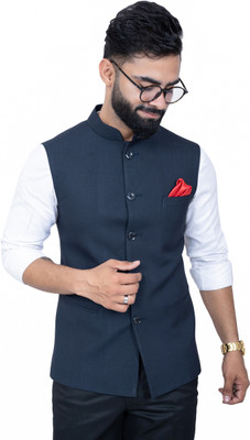 ALJAAMI Solid Men Waistcoat