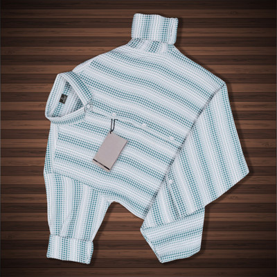 Wearich Men Striped Casual Blue, White Shirt