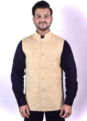 R A TEXTILES Self Design Men Waistcoat