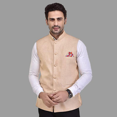 seetoo Solid Mandarin Party Men Blazer(Black)