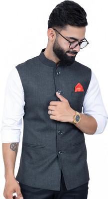 ALJAAMI Solid Men Waistcoat