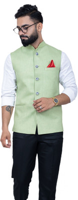 ALJAAMI Solid Men Waistcoat