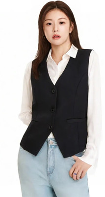 PP TRENDS Solid Women Waistcoat