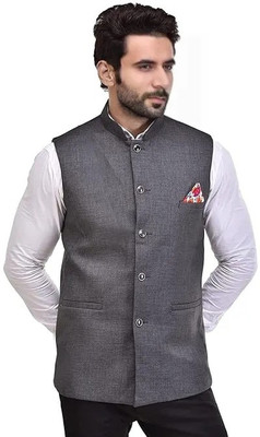 ATLY Solid Men Waistcoat