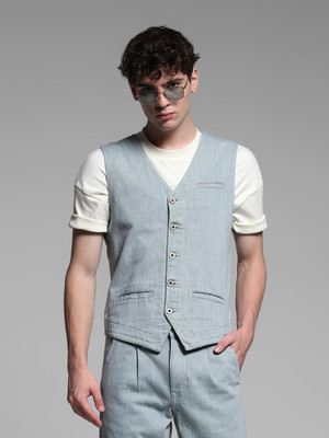 JACK & JONES Self Design Men Waistcoat