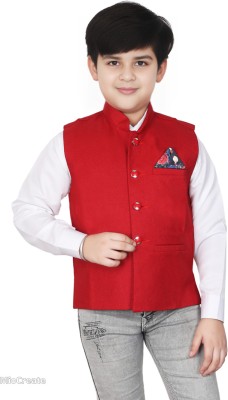 Qtsy Solid Boys Waistcoat