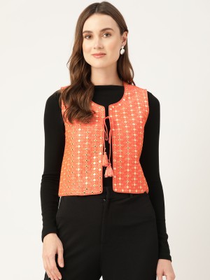 Rue Collection Sleeveless Embroidered Women Jacket