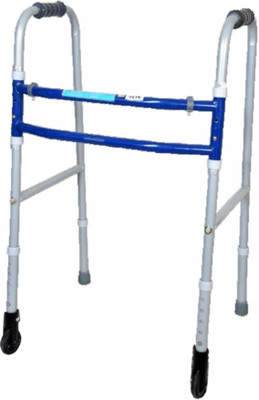 VISSCO Medipedic Walker With Straight Castors, Foldable & Height Adjustable Walking Stick