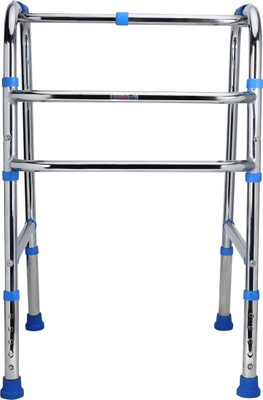 Make Life Easy Height Adjustable & Foldable Double Bar | Heavy Duty | Injured & Aged People Walking Stick