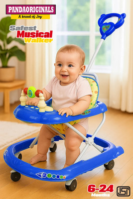 Pandaoriginals Musical 3-in-1 Walker With Parent Rod(Blue)