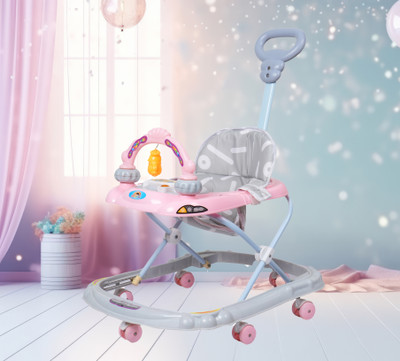 flammable Musical 2-in-1 Walker With Parent Rod(Pink)