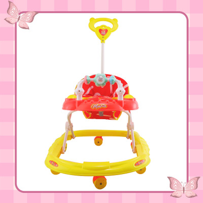SMILEYTOYS Musical 2-in-1 Walker With Parent Rod(Red, Yellow)