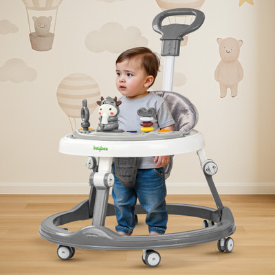 baybee Musical Activity Walker With Parent Rod(Grey)
