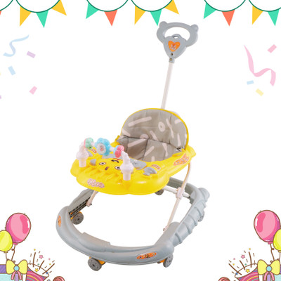 SMILEYTOYS Musical Activity Walker With Parent Rod(Yellow, Grey)