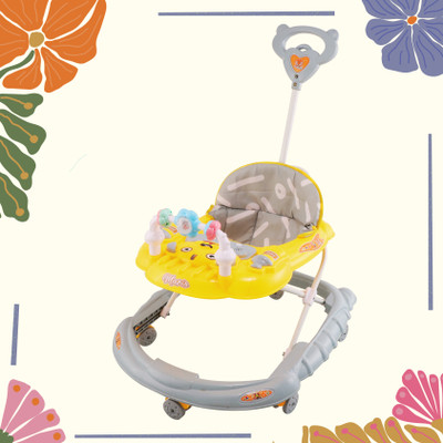 SMILEYTOYS Musical 2-in-1 Walker With Parent Rod(Yellow, Grey)