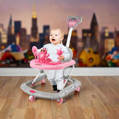 Toybuzz Musical Activity Walker With Parent Rod(Pink)
