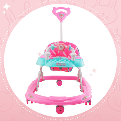 SMILEYTOYS Musical 2-in-1 Walker With Parent Rod(Green, Pink)