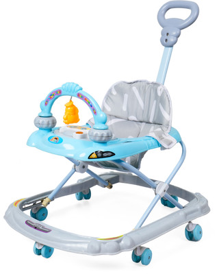 flammable Musical 2-in-1 Walker With Parent Rod(Blue)