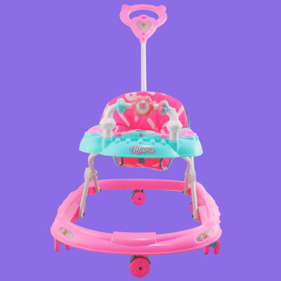 SMILEYTOYS Musical 2-in-1 Walker With Parent Rod(Green, Pink)