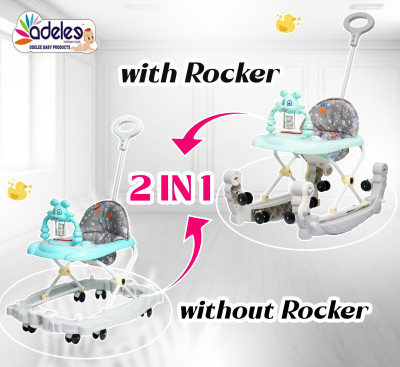 ODELEE Musical Walker & Rocker With Parent Rod(Green, Grey)