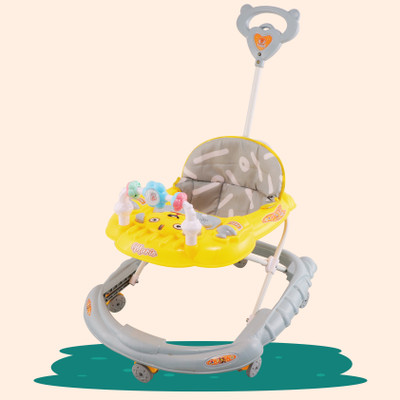 SMILEYTOYS Musical Activity Walker With Parent Rod(Yellow, Grey)