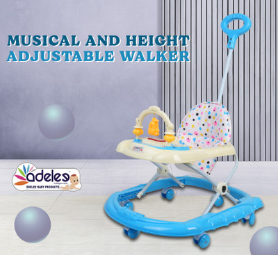ODELEE Musical Activity Walker With Parent Rod(Blue)