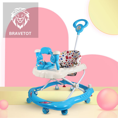 BRAVETOT Musical Activity Walker With Parent Rod(Blue)