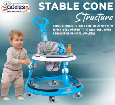 ODELEE Musical Activity Walker With Parent Rod(Blue)