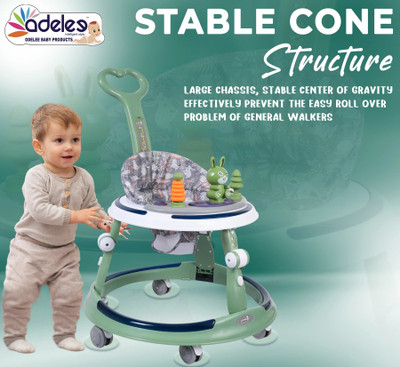 ODELEE Musical Activity Walker With Parent Rod(Green)