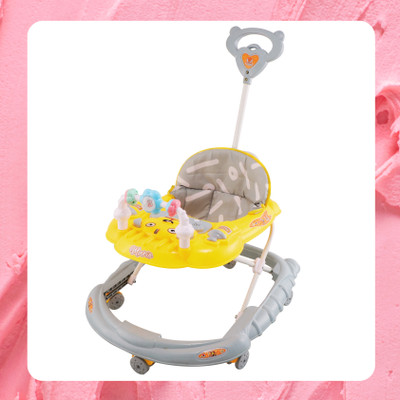 SMILEYTOYS Musical 2-in-1 Walker With Parent Rod(Yellow, Grey)