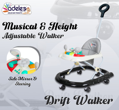 ODELEE Musical Activity Walker With Parent Rod(Black)