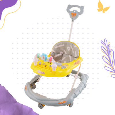 SMILEYTOYS Musical 2-in-1 Walker With Parent Rod(Yellow, Grey)