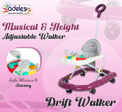ODELEE Musical Activity Walker With Parent Rod(Maroon)