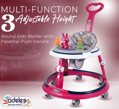ODELEE Musical Activity Walker With Parent Rod(Red)