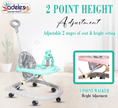 ODELEE Musical Activity Walker With Parent Rod(Grey, Green)