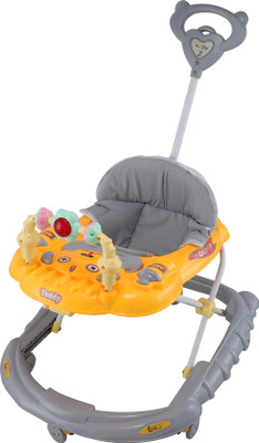 JoyRide Musical 2-in-1 Walker With Parent Rod(Grey, Yellow)