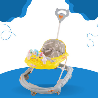 SMILEYTOYS Musical 2-in-1 Walker With Parent Rod(Yellow, Grey)