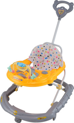 JoyRide Musical 2-in-1 Walker With Parent Rod(Grey, Yellow)