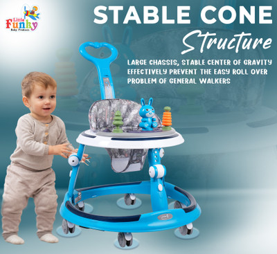 Little Funky Musical Activity Walker With Parent Rod(Blue)
