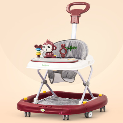 baybee Musical 2-in-1 Walker With Parent Rod(Red)
