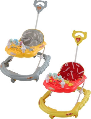 SMILEYTOYS Musical 2-in-1 Walker With Parent Rod(Yellow, Red)