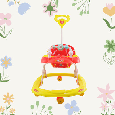 SMILEYTOYS Musical 2-in-1 Walker With Parent Rod(Red, Yellow)