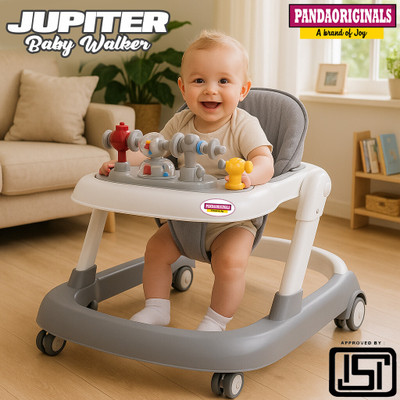 Pandaoriginals Musical Activity Walker With Parent Rod(Grey)