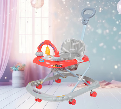 flammable Musical 3-in-1 Walker With Parent Rod(Red)