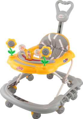 JoyRide Musical 2-in-1 Walker With Parent Rod(Grey, Yellow)