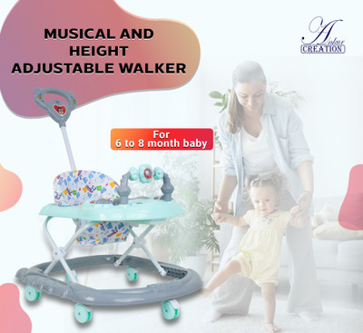 Ankur Creation Musical Activity Walker With Parent Rod(Grey)